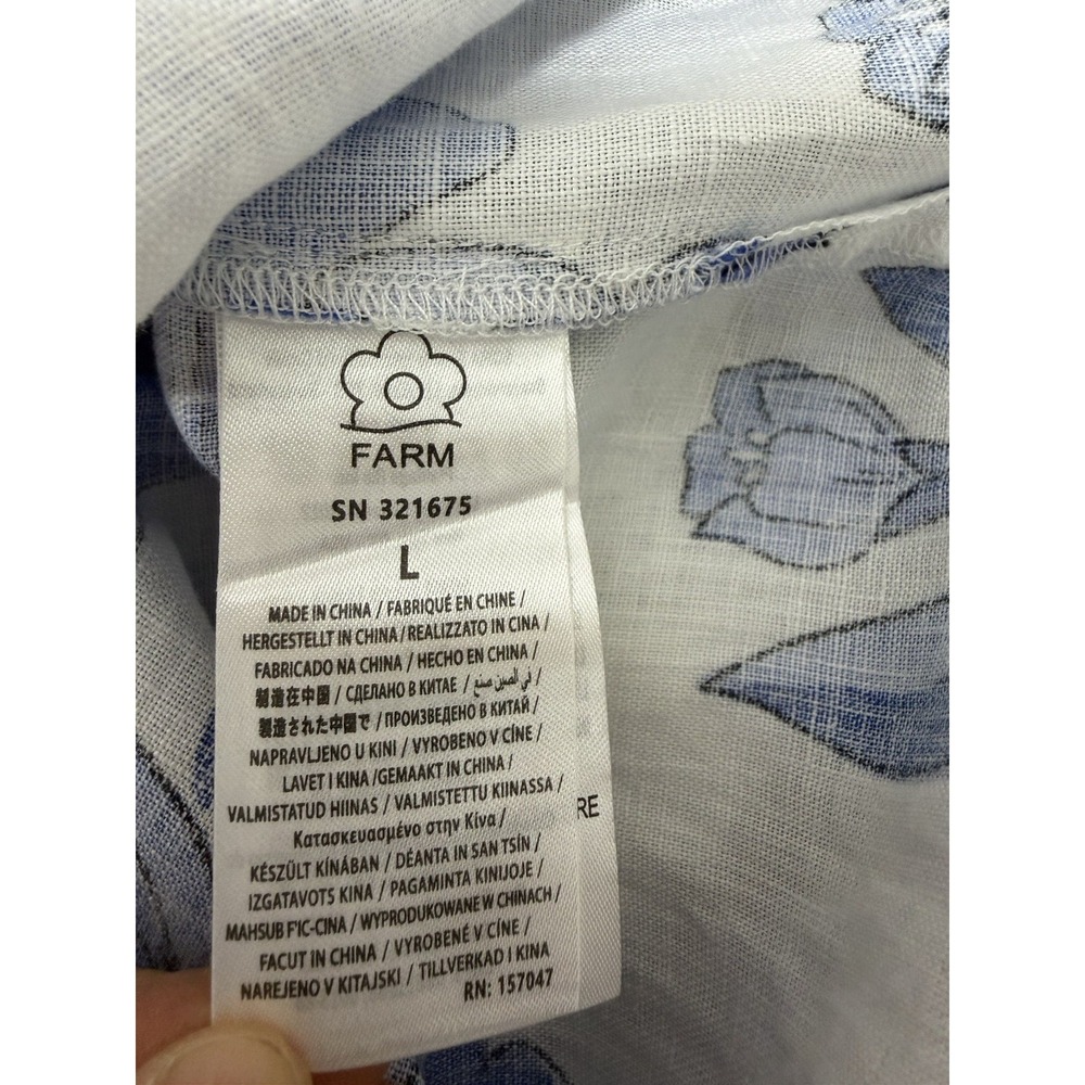 Farm Rio Blue Yard Office White Sleeveless Halter Maxi Dress Size L Tropical NEW - Picture 14 of 16